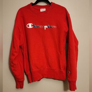 Champion Men's Reverse Weave Crew Neck Pullover Sweater Red Size Medium